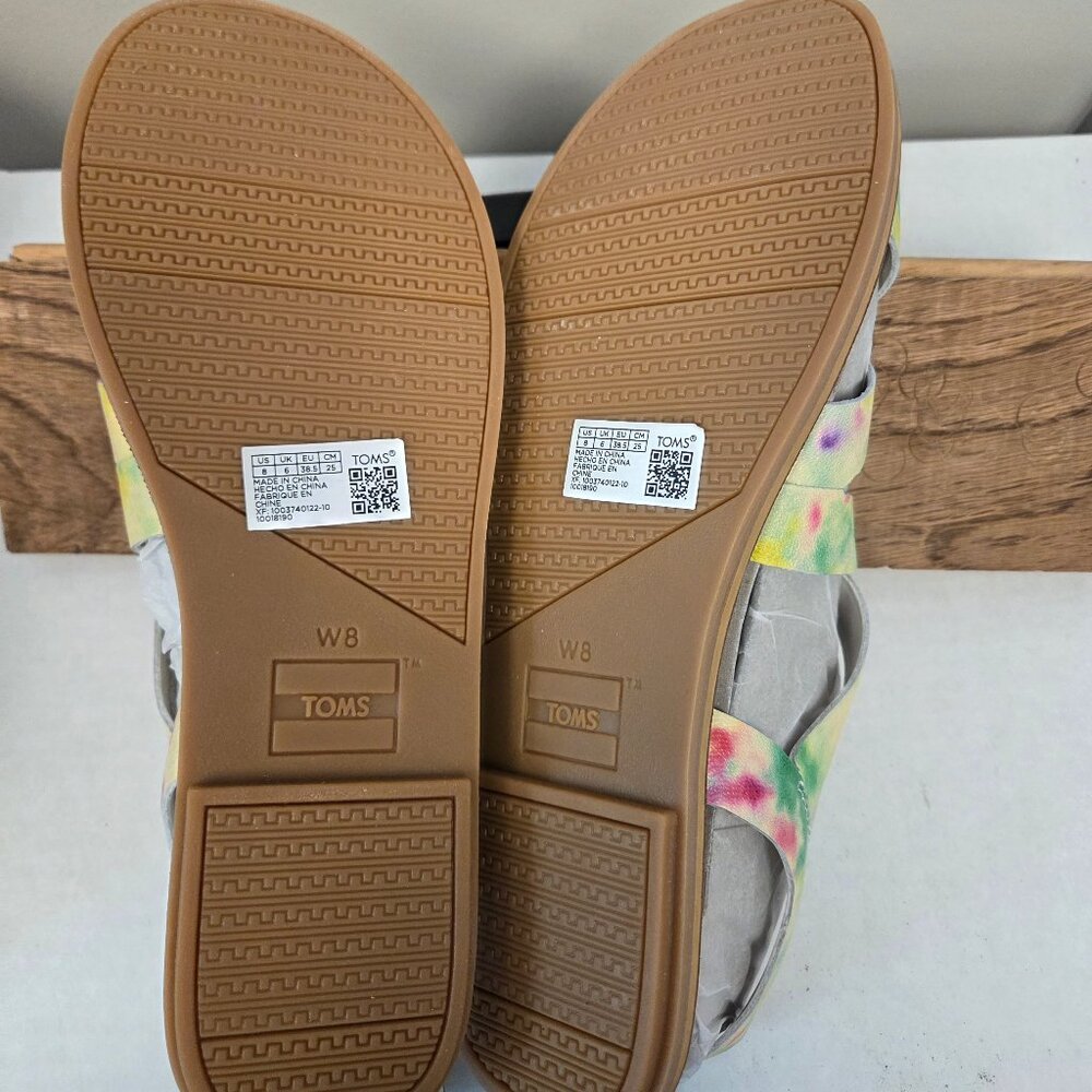 Tom's Sicily Slingback Multi Tie Dye Sandals in Women's Size 8. Colorful… - Picture 8 of 10
